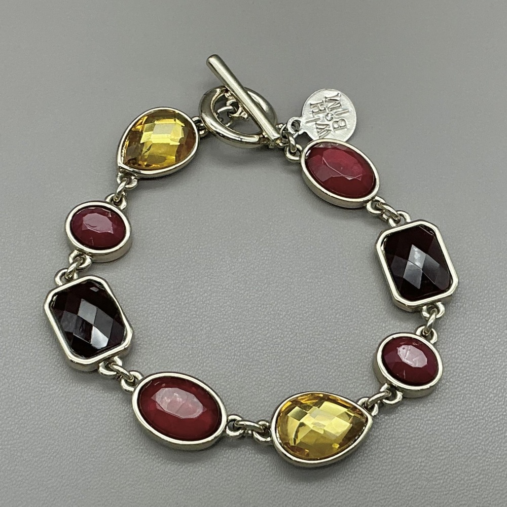 White‎ House Black Market Bracelet Multicolor Glass Stone Toggle Womens Jewelry